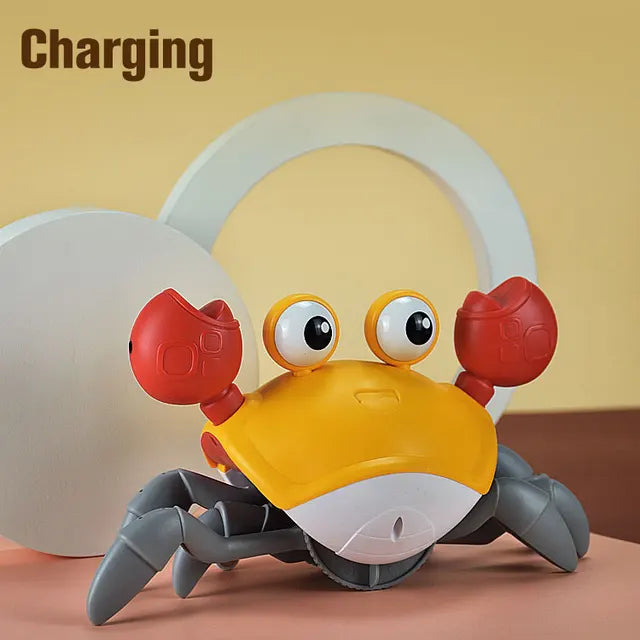 Dancing Crab Toy for Babies Crawling Interactive Escape Crabs Walking Dancing with Music Automatically Avoid Obstacles Toys